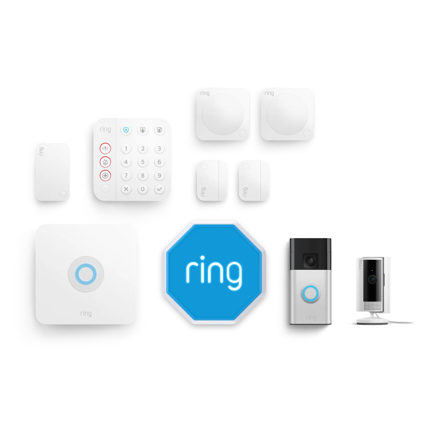 Alarm, Indoor Camera 2nd Gen + Battery Video Doorbell Pack - M (with siren)